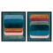 Stupell Industries Abstract Teal Stacked Colors 2 pc Framed Floater Canvas Wall Art Set Design by Victoria Barnes